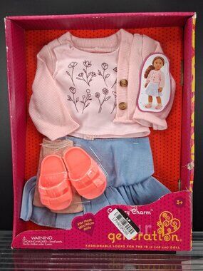 Our Generation Cherry Charm 18-Inch Doll Outfit Includes Cardigan